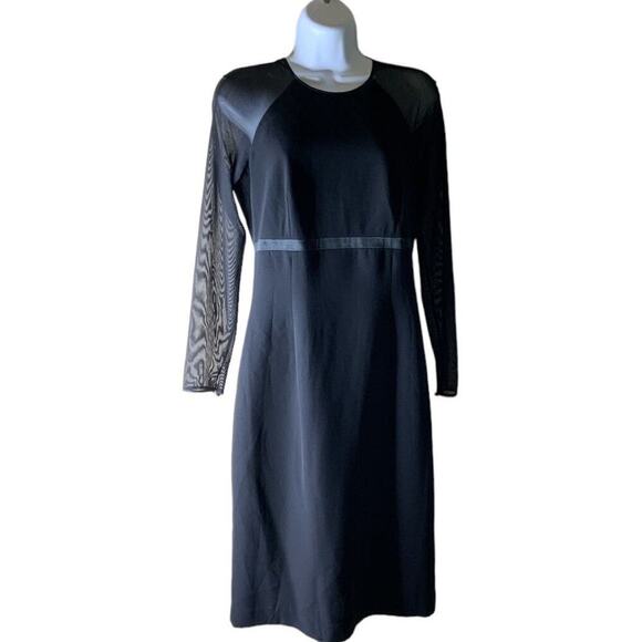 Talbots Cocktail Dress Size 4 Long Sleeve Raglan Midi Zip Closure Black Casual - Picture 3 of 11